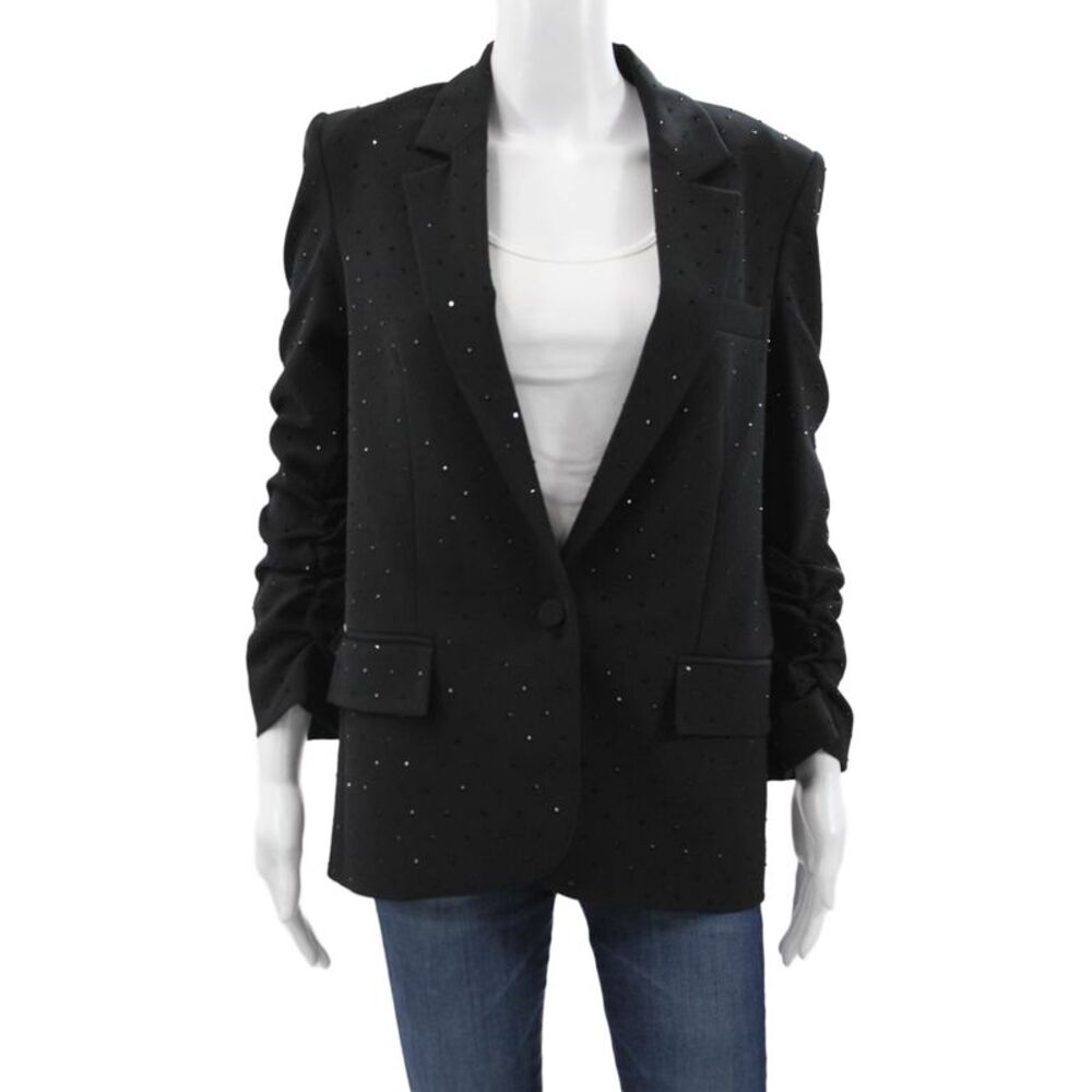 Generation Love Womens Black Button Blazer 3/4 Sleeve Size S